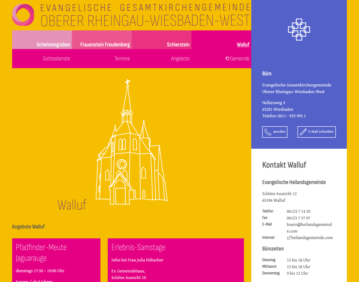 vorschau Webseite Gesamtkirchengemeinde Oberer-Rheingau–Wiesbaden-West